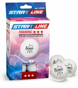 Мяч для настольного тенниса Start Line TRAINING 3 звезды, 40 мм, белый, 6 штук