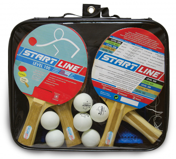 Набор для настольного тенниса Start Line (4 ракетки Level 100, 6 мячей Club Select, сетка с креплением)