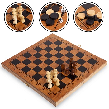 Настольная игра 3 в 1 (шахматы, шашки, нарды), S3029, средняя