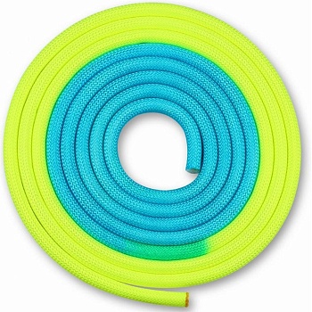 Скакалка для художественной гимнастики утяжеленная двухцветная INDIGO 165 г IN040 3м , желто-голубая