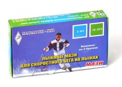 Мазь лыжная МАРАФОН-XXI MK-2; 2 бруска, синяя/светло-зелёная в магазине Спорт - Пермь