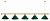 Светильник Startbilliards, 5 плафонов Цвет плафона: Зеленый (Green) / Цвет штанги: Золотой (Gold)