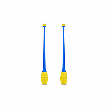 Булавы для художественной гимнастики Indigo 41 см, вставляющиеся, голубо-желтые (IN018)