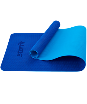 Коврик для йоги STARFIT FM-201, TPE, 173x61x0,4 см, темно-синий/синий в Магазине Спорт - Пермь
