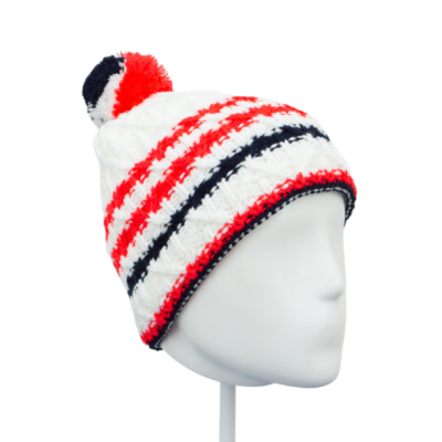 Шапка RAY Бильбао бубон, размер М (56-60), цвет белый/коралловый Шапка RAY Бильбао бубон, размер М (56-60), цвет белый/коралловый