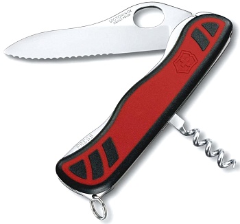 Нож Victorinox Sentinel One Hand, 111 мм, 3 функции, с фиксатором лезвия, красный с черными вставками 0.8321.MWC