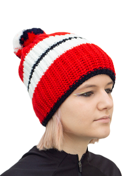 Шапка RAY вязаная Арктика, размер М (56-60), цвет красный/темно-синий