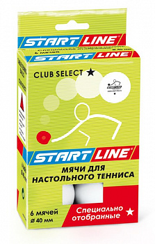 Мяч для настольного тенниса Start Line CLUB SELECT 1 звезда, 40мм, белый, 6 штук белый
