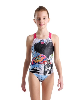 Купальник детский Arena V BACK PLACEMENT JR 5079 590, black-freak rose в магазине Спорт - Пермь