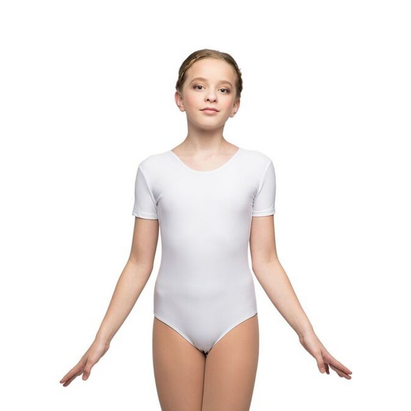 Купить гимнастический купальник korri мастер-класс рукав-футболка,  полиамид, белый просто в магазине Спорт - Пермь