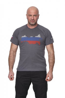 Футболка мужская Novatex "Russia" (Россия), хлопок, серая