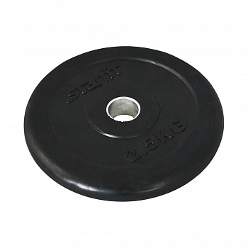 Диск обрезиненный STARFIT BB-202, вес - 2,5 кг, d-26 мм, стальная втулка, черный в Магазине Спорт - Пермь