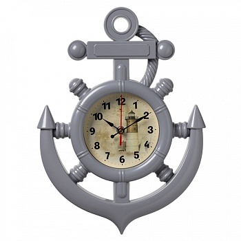 Часы настенные Рубин 3827-006 в форме якоря 27,5х38 см корпус серый "Маяк" в магазине Спорт - Пермь