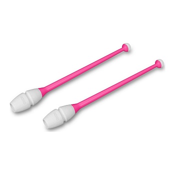 Булавы для художественной гимнастики Indigo 41 см, вставляющиеся, розово-белые (IN018)