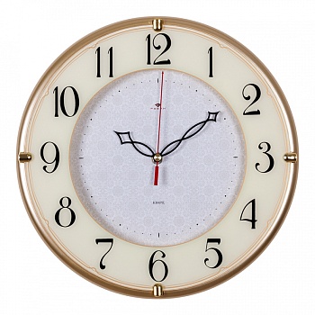 Настенные часы Рубин 3328-103 круг со вставками d=32,5см, корпус золото "Классика с узором" в магазине Спорт - Пермь