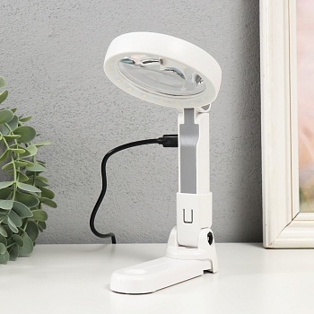 Лупа-лампа, х5 х11 для творчества, LEDx18 от 3АAA+ USB, линзы d=2 см и 7,5 см, 11х9х22,8 см, артикул  9937154