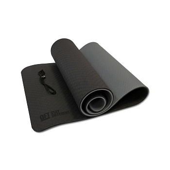 Коврик для йоги OFT 10 мм двухслойный TPE черно-серый, артикул: FT-YGM10-TPE-BСGY в Магазине Спорт - Пермь