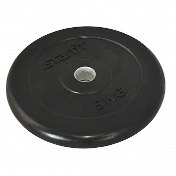 Диск обрезиненный STARFIT BB-202, вес - 5 кг, d-26 мм, стальная втулка, черный в Магазине Спорт - Пермь