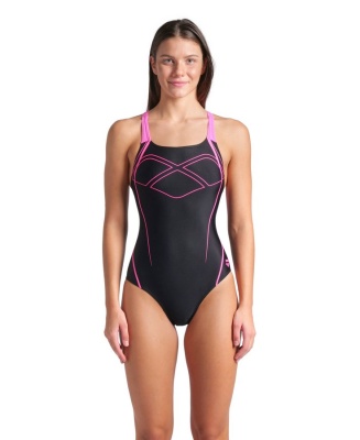 Купальник женский Arena GRAPHIC SWIM PRO, 9024 590, black-shocking pink в магазине Спорт - Пермь