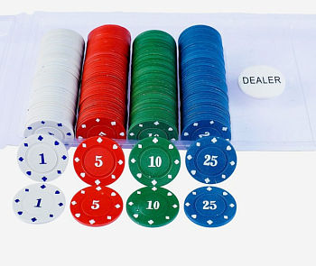 Набор фишек для игры в покер (200 фишек с номиналом) Арт: 411290