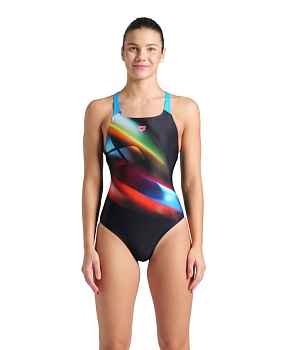 Купальник женский Arena DIAGONALS SWIM PRO BACK, 008552 500, black-turquoise в магазине Спорт - Пермь