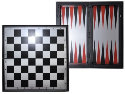 Игра настольная магнитная  шахматы / шашки / нарды "3 в 1". Размер доски 33 см х 33 см. 3143