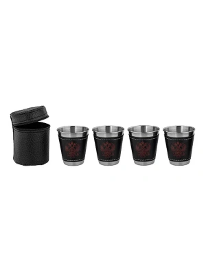 Набор стопок 75мл (герб в коже) 4шт (HS-2023-PM-14A)