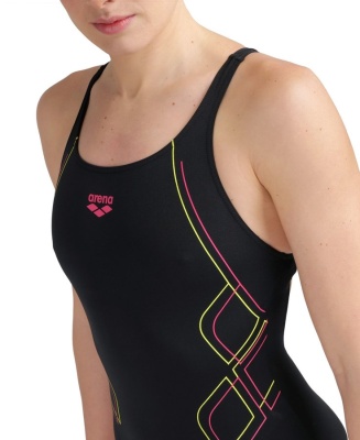 Купальник женский Arena V BACK GRAPHIC 5021 590, black-freak rose в магазине Спорт - Пермь