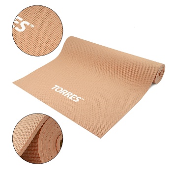 Коврик для йоги и фитнеса Torres Relax 6 арт.YL12236P, PVC 6 мм, нескользящее покрытие, пудровый в Магазине Спорт - Пермь