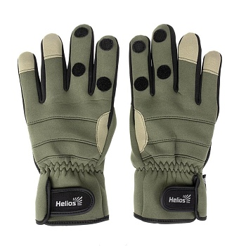 Перчатки рыбацкие FISHER неопрен. на липучке, цв.хаки Helios в Магазине Спорт - Пермь