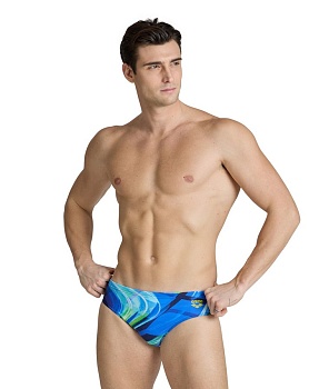 Мужские плавки Arena VISUAL WAVES SWIM BRIEFS, 6711 700 , navy-neon blue multi в магазине Спорт - Пермь