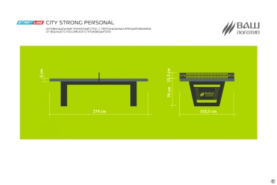 Теннисный стол антивандальный Start Line City Strong Personal Outdoor, всепогодный, цвет графит/черный