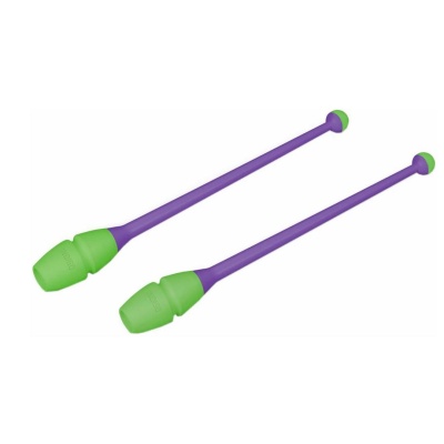 Булавы для художественной гимнастики Indigo 41 см, вставляющиеся, фиолетово-салатовые (IN018)