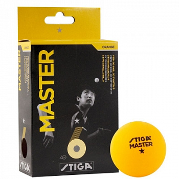 Мяч для настольного тенниса Stiga Master 1 звезда, 40мм, оранжевый, 6 штук