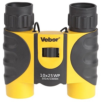Бинокль Veber  10х25 WP черный/желтый