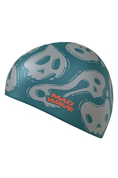 Шапочка для плавания силиконовая Mad Wave SKULLS, темно-зеленая, M0553 28 0 12W в магазине Спорт - Пермь
