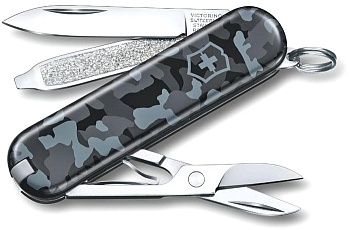 Нож-брелок Victorinox Classic SD, 58 мм, 7 функций, "Navy Camouflage", 0.6223.942