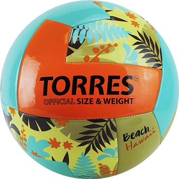 Мяч для пляжного волейбола TORRES Hawaii, артикул V32075B, размер 5