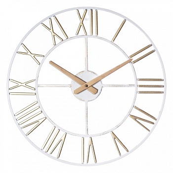 Часы настенные Рубин 4022-003 из металла, d=40 см, белый с золотом "Лофт 3" в магазине Спорт - Пермь