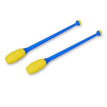 Булавы для художественной гимнастики Indigo 36 см, вставляющиеся, голубо-желтые (IN017)