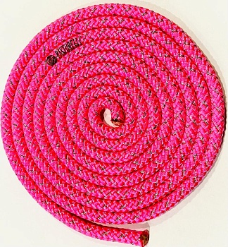 Скакалка гимнастическая PASTORELLI Металлик Розовая флуо с серебряными нитями 00129