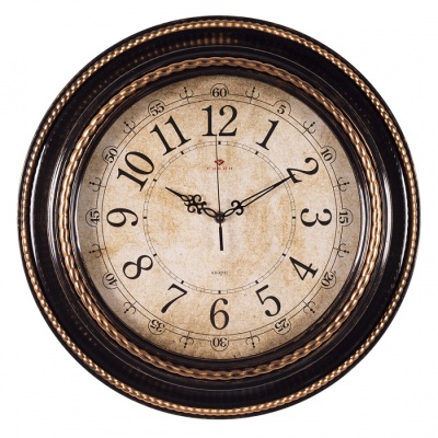 Настенные часы Рубин 5232-117 круг d=45,5см, корпус чёрный матовый+бронза "Плетение" в магазине Спорт - Пермь