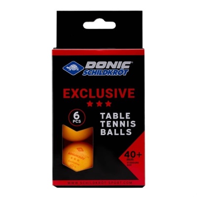 Мяч для настольного тенниса Donic Schildkrot EXCLUSIVE 3*, 40+мм, 6 штук оранжевый