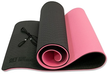 Коврик для йоги OFT 10 мм двухслойный TPE черно-розовый, артикул: FT-YGM10-TPE-BPNK в Магазине Спорт - Пермь