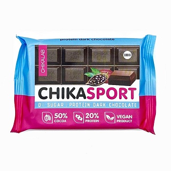 Bombar CHIKALAB - Протеиновый шоколад без сахара - Темный шоколад 100г в магазине Спорт - Пермь