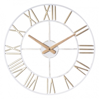 Часы настенные Рубин 4022-003 из металла, d=40 см, белый с золотом "Лофт 3" в магазине Спорт - Пермь