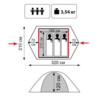 Палатка 3-местная Tramp Lite Tourist 3, зеленая