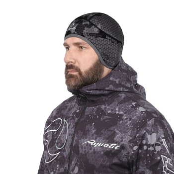 Шапка теплая softshell с флисом без размера, фирменная печать AQUATIC
