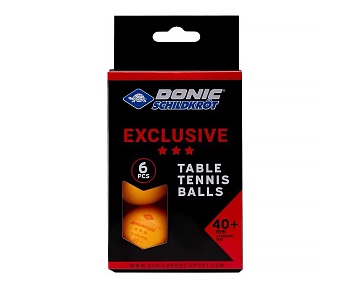 Мяч для настольного тенниса Donic Exclusive, 3 звезды, цвет: оранжевый, 6 штук