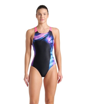 Купальник женский Arena DREAMHLINE V BACK, 008328 500, black-shocking pink в магазине Спорт - Пермь